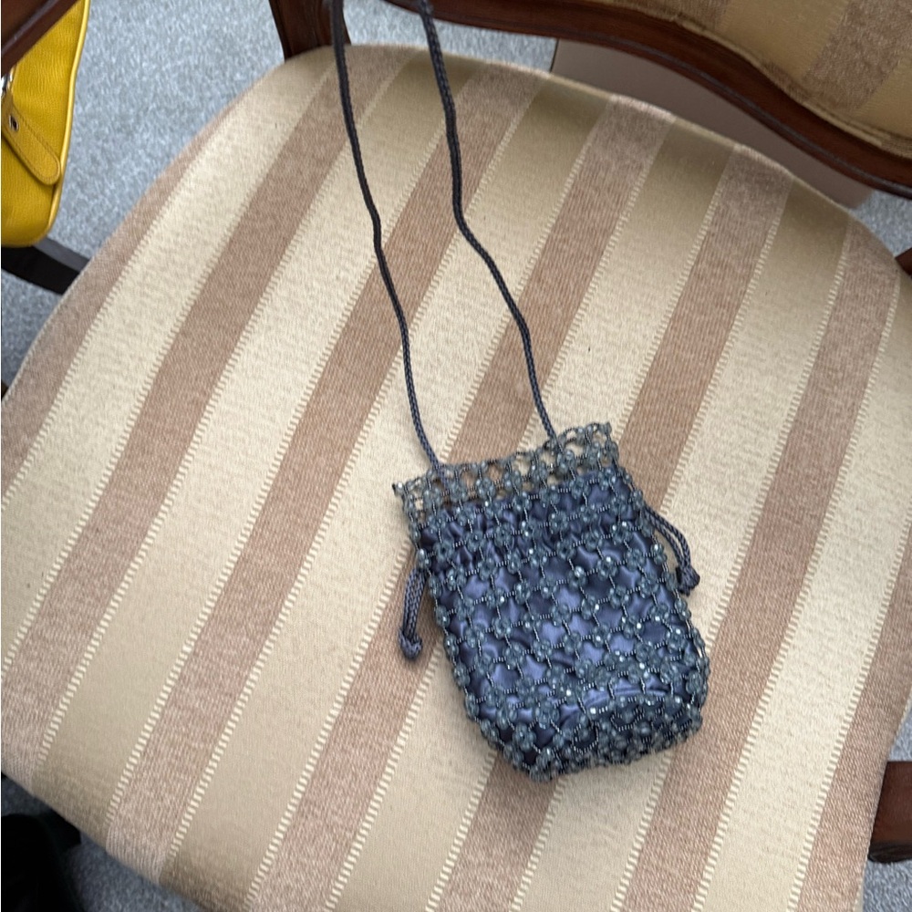 Chic Gray Beaded Mini Bag